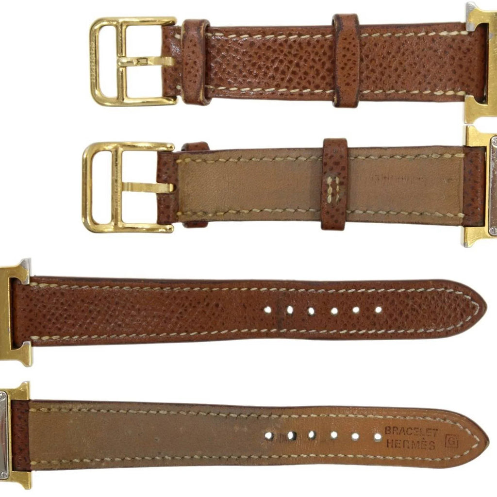 White H Dial: x Gold Ladies Hermes HH1.201 □G Quartz HERMES Brown (Good) Watch Pre-Owned