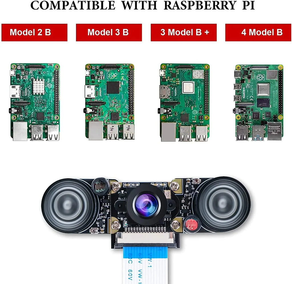 Compatible Night OV5647 Adjustable-Focus Video Camera Camera Vision 5MP Raspberry 4 Webcam 1080p Module Pi