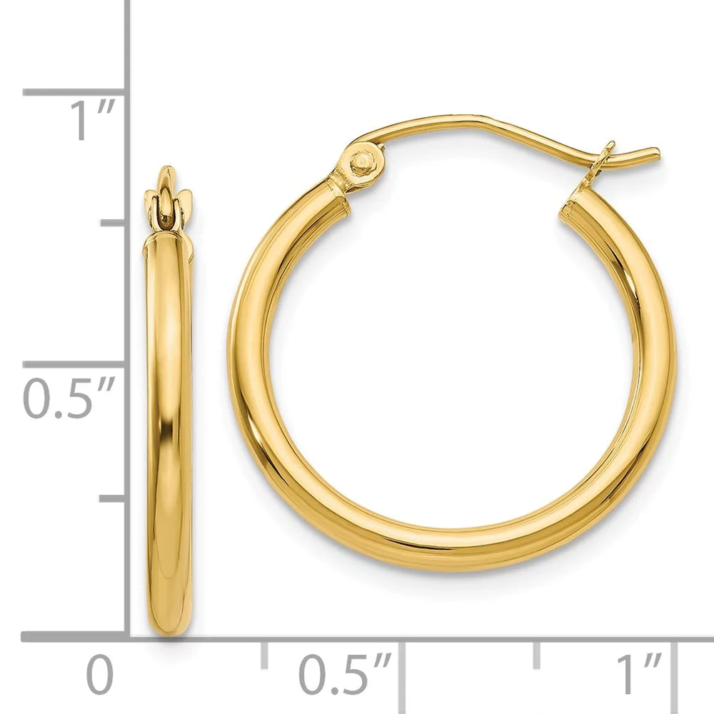 2mm for Adults 14kt Men Teens; Yellow and Earrings; Polished Gold for Hoop Tube Real Women and