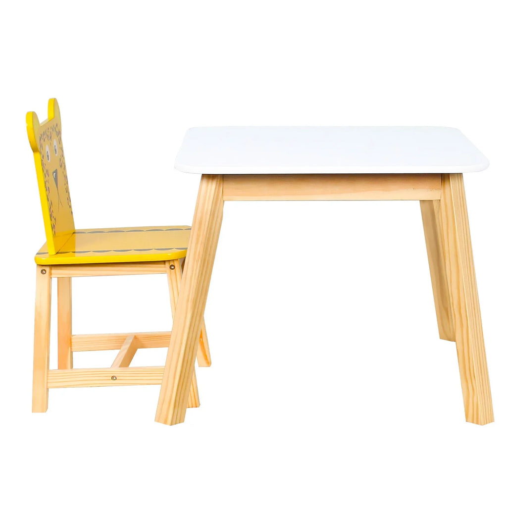 Chair Table Table Table 4 Wood 5 Drawing Kids and Cartoon Animals Toddler Learning for Playing Piece with Kids White Set Crafts Chairs Set
