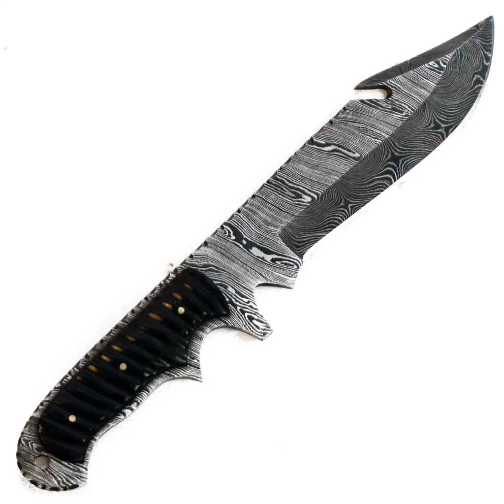 Knife- High Damascus Blade- Knife Steel Hunting Outdoors- Bowie - Carbon 12