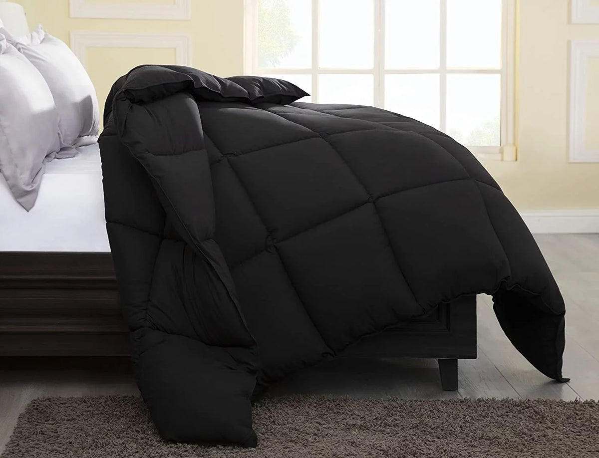 Quilted Comforter Black) King (Cal Tabs Fill Microfiber Stitch - King, Box All Chezmoi Insert Alternative Plush Season - Corner - California Collection Down Size Duvet with