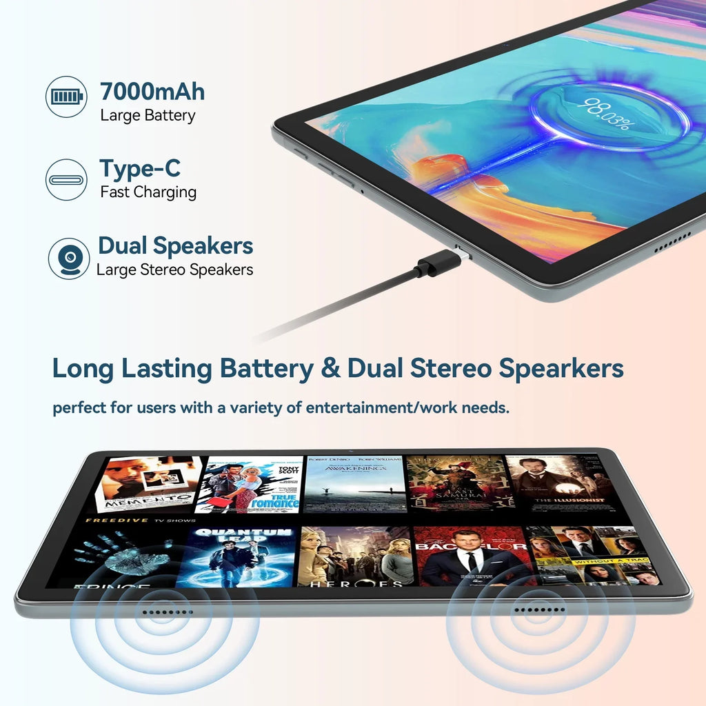 Processor,2024 Case Keyboard 12.0 Tablet RAM 128GB Tablet inch Storage,Android ROM Wireless Tablet,8GB Tablet Tablet,1TB Expandable,Octa-Core Newest 10.1 with Mouse Stylus,5G Android WiFi