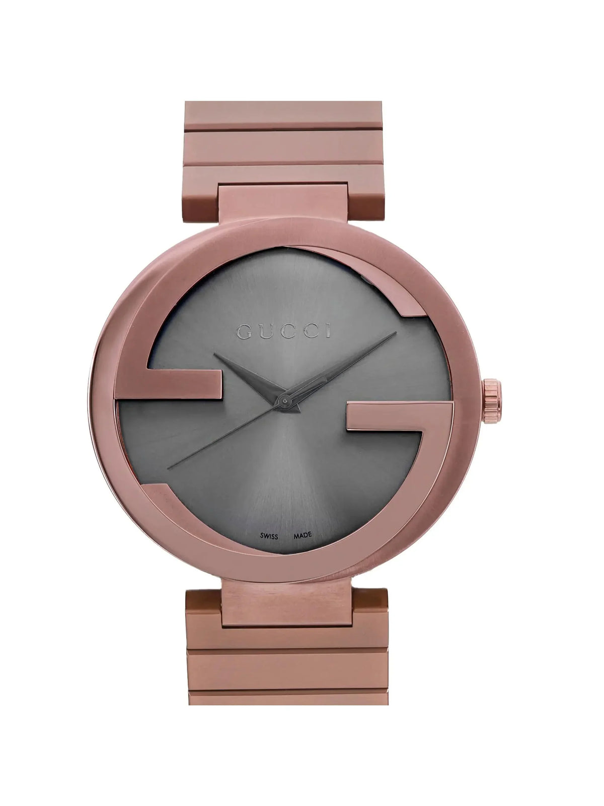 PVD Watch Men Steel Dial Quartz YA133211 Gucci Brown New XL 42mm Interlocking