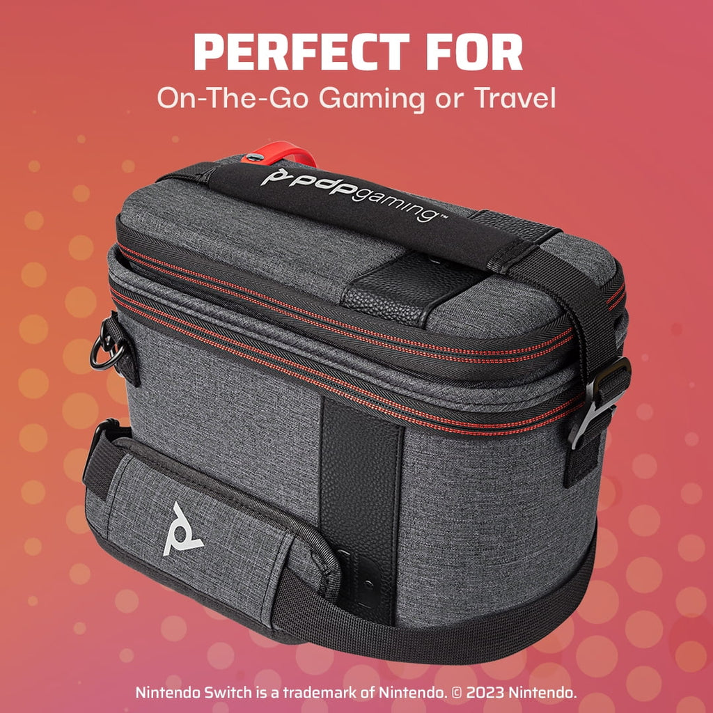 Travel Console Gaming 2-in-1 Stand, Case Removable Edition: Straps Switch Interchangeable Nintendo PDP with - Elite Pull-N-Go Built-in & Grey Dividers: