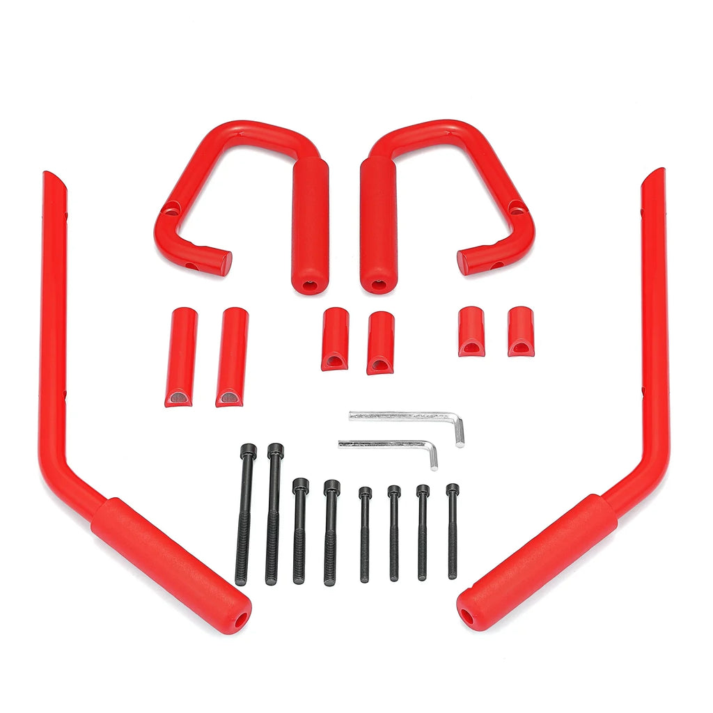 Grab Coated Powder 07-18 Wrangler Full Jeep WEISEN- Bar Red & Handles Rear Front Set for JK Aluminum