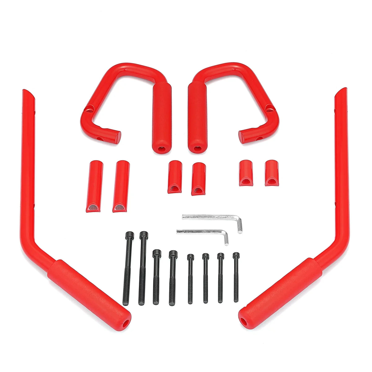 Grab Coated Powder 07-18 Wrangler Full Jeep WEISEN- Bar Red & Handles Rear Front Set for JK Aluminum
