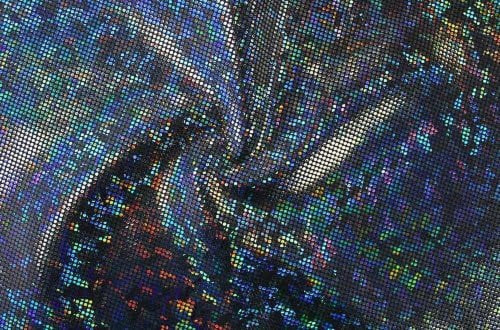 Dance Spandex For Shattered Swimwear, Fabric Glass 4-Way Etc. Hologram-Black/Black- Stretch Gymnastics,
