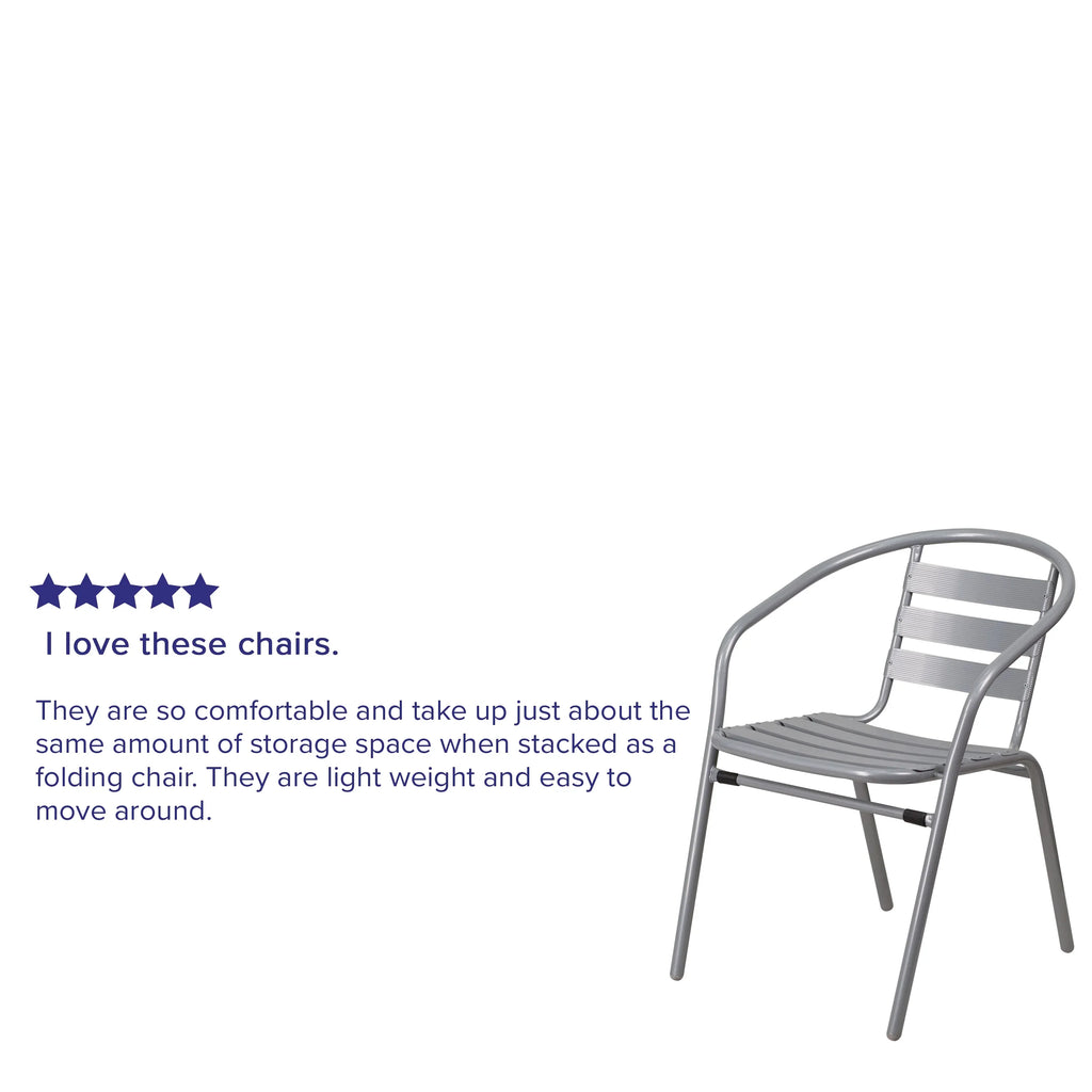 Slats Stack Restaurant Pack Chair Flash Metal Silver Aluminum 4 with Furniture