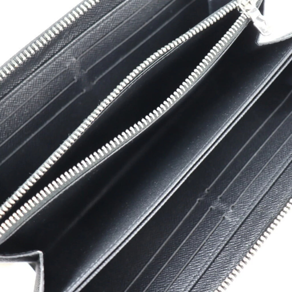 Long Louis Zippy Round Vuitton M61857 VUITTON Black Pre-Owned Leather Wallet Hardware Zipper Silver (Good) LOUIS Epi