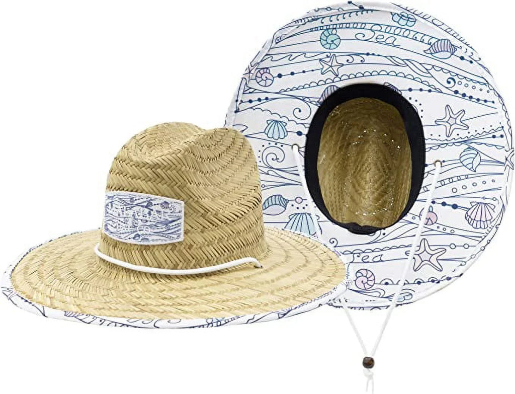 Pattern Malabar All, Straw & Kids Hat Sunhat, Board, Fabric Lifeguard 3+, Swim, Print Beach, Shells Fishing, Ages Boat, Fits Cruise, Girl, Hat, Paddle Children's Boy