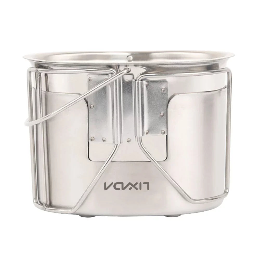 '- Set Steel Cup with Wood Pot and Camping for Stainless Survival Kitchenware Hanging Lixada Stove Canteen