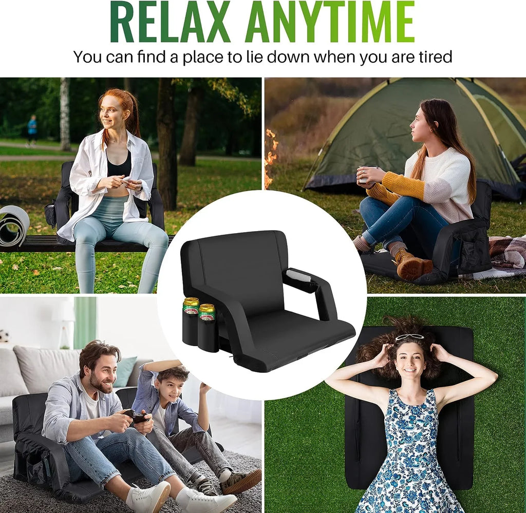 Waterproof, Picnic Thicker, AiYCHEN Events, Extra Sporting for Camping, and Beaches, Stadium - Bleachers Sturdy for Wide Seat, Seating Reclining 25-Inch and Chair