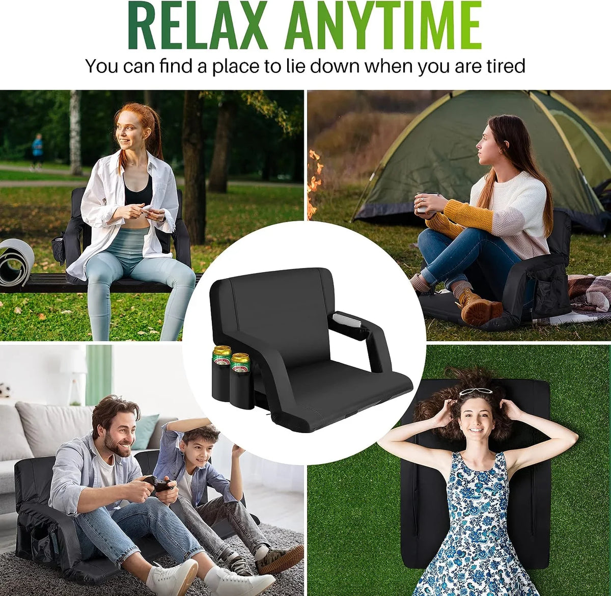 Waterproof, Picnic Thicker, AiYCHEN Events, Extra Sporting for Camping, and Beaches, Stadium - Bleachers Sturdy for Wide Seat, Seating Reclining 25-Inch and Chair
