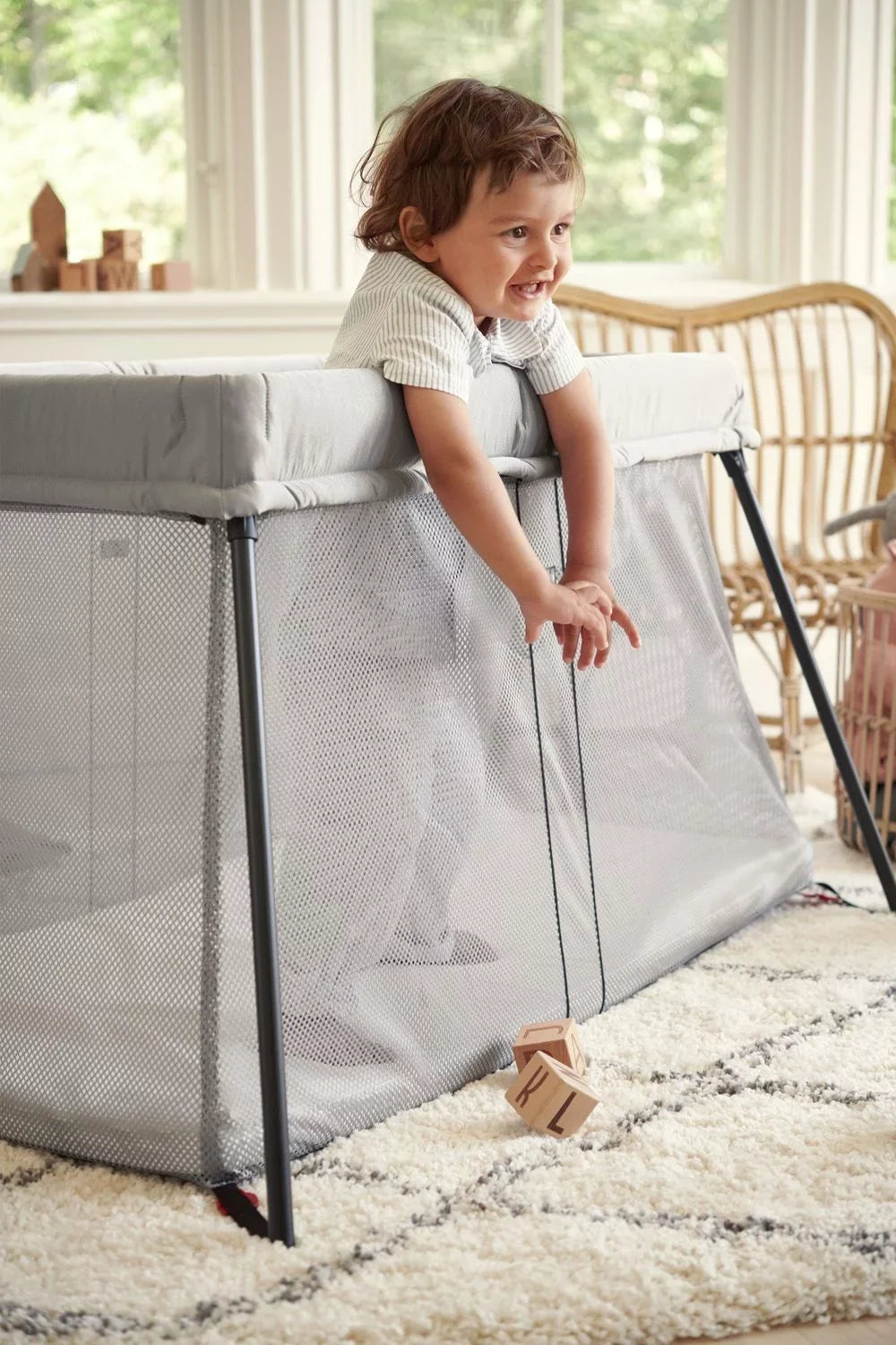 Light BabyBjorn Silver Crib Travel Sheet Bundle Pack and Fitted