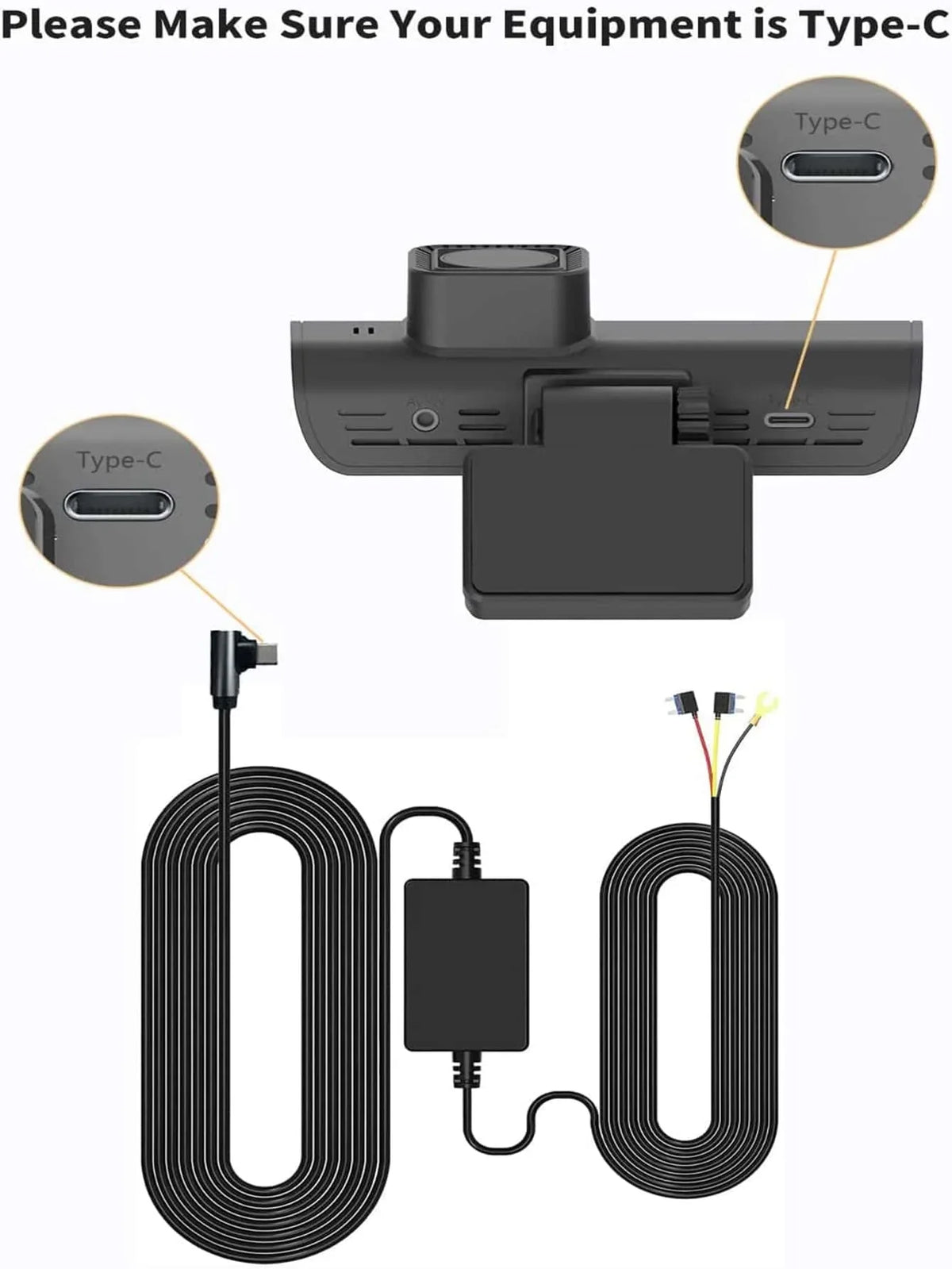 Type-C Cam Front with and Wi-Fi, Hardwire Dash GPS Camera, Kit 4K