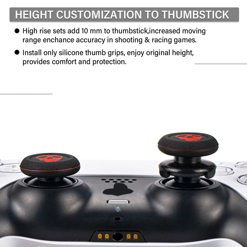 & 2 Sets PS4 Cover Silicone (Ghost Dualsenese Printing Controller Playrealm PS5 Rubber for Thumbstick FPS Extender Red) & Grip
