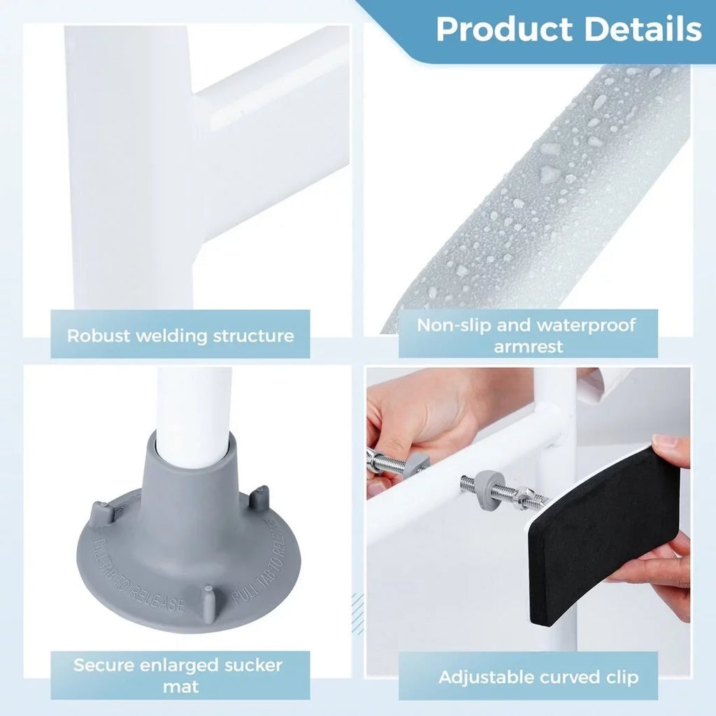 Toilet All for Adjustable Toilet Mats, Support Toilet Safety Frame, Standing Handles Toilet Non-Slip Rails Large Safety for Fit Toilets Aid Disabled, Free-Assembly, with Elderly,