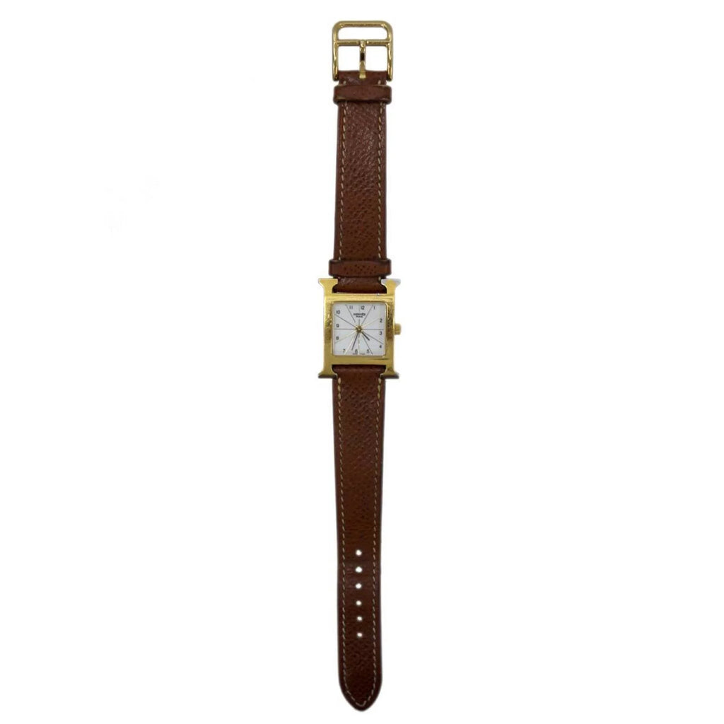 White H Dial: x Gold Ladies Hermes HH1.201 □G Quartz HERMES Brown (Good) Watch Pre-Owned