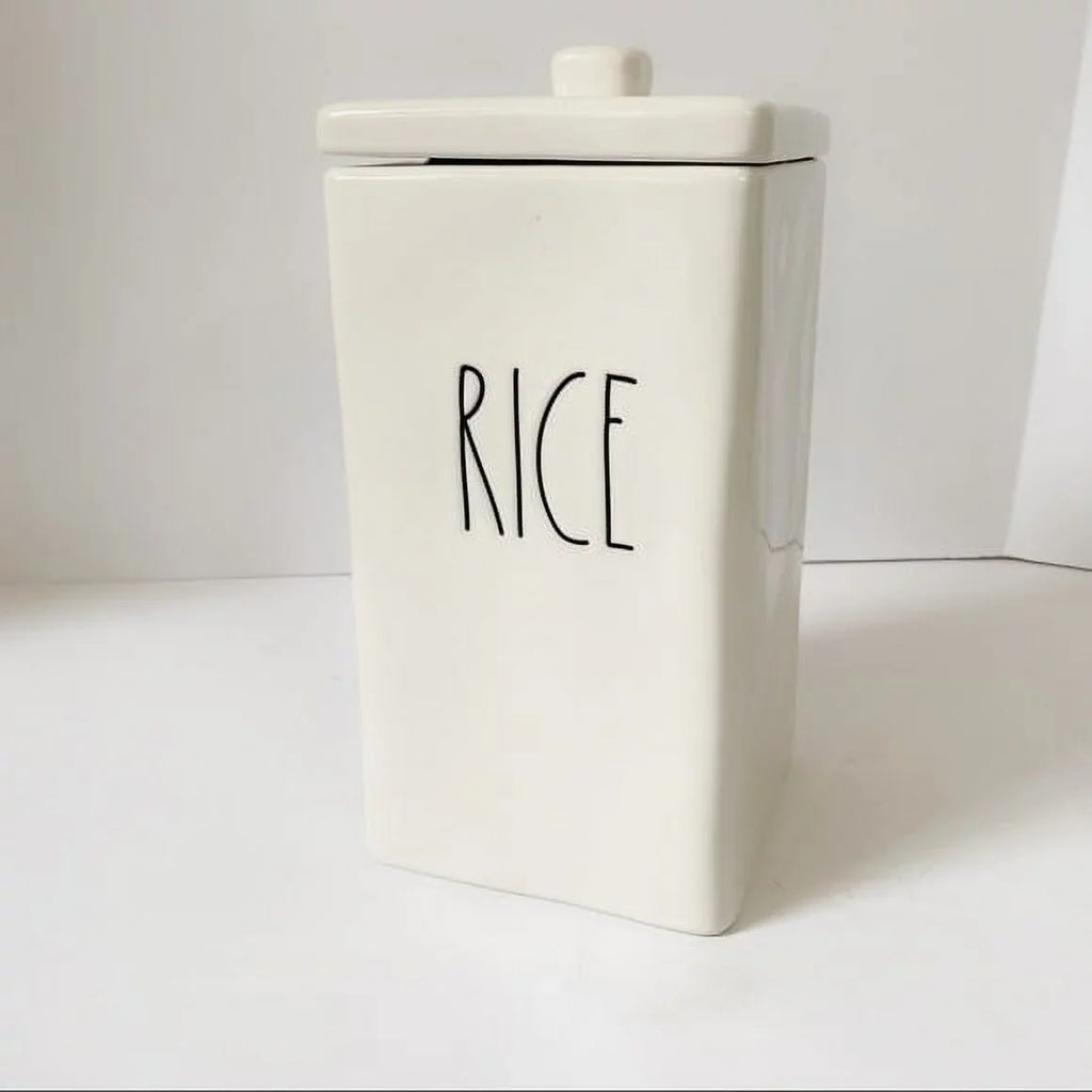 Rae Dunn Square Lid LL Ceramic Canister Letter Ceramic with RICE Canister