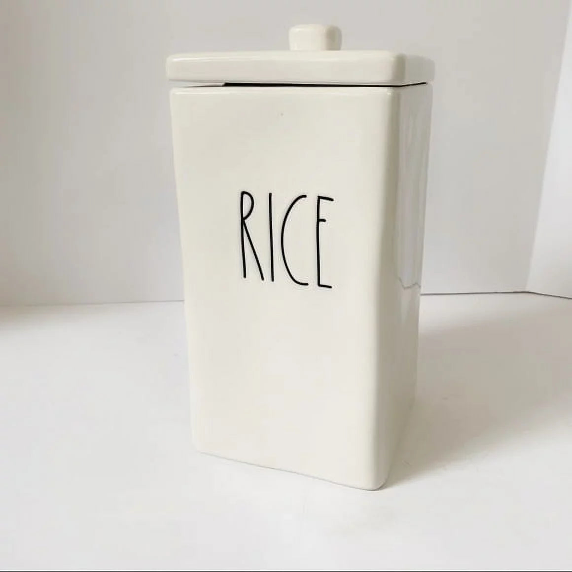 Rae Dunn Square Lid LL Ceramic Canister Letter Ceramic with RICE Canister