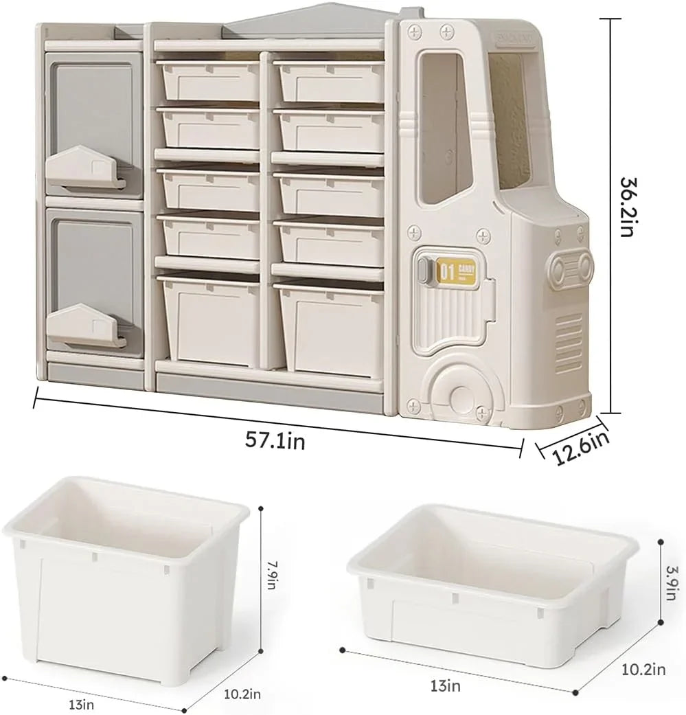 Cabinet Toy Organizer Cab Bookshelf and Box and Organizer Boxes Bedroom (10 Multi-Functional Organizer Children's + RUNFAYBIU 2 and Playroom Nursery. Toy Pull-Out Closed for Drawer