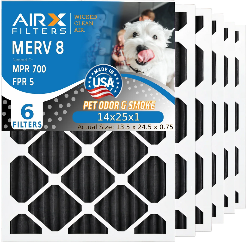 MERV Furnace Carbon Comparable Odor 5 WICKED CLEAN AIR. Air Filter 700 FPR AIRX Pack 14x25x1 AC Eliminator HVAC Filters 8 & by to FILTERS Premium USA 14x25x1 Filter Made 6 MPR