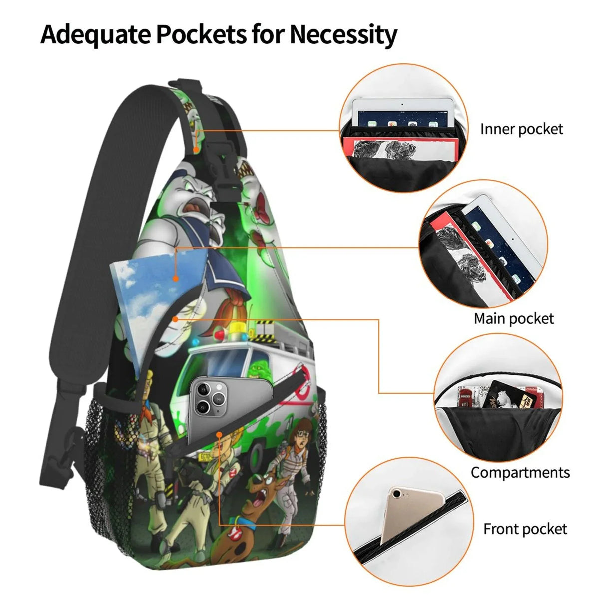 Daypack Teen Crossbody Backpack For Sling Diagonally Adults Scooby Ghostbusters Men Travel Bag Women Bags Chest