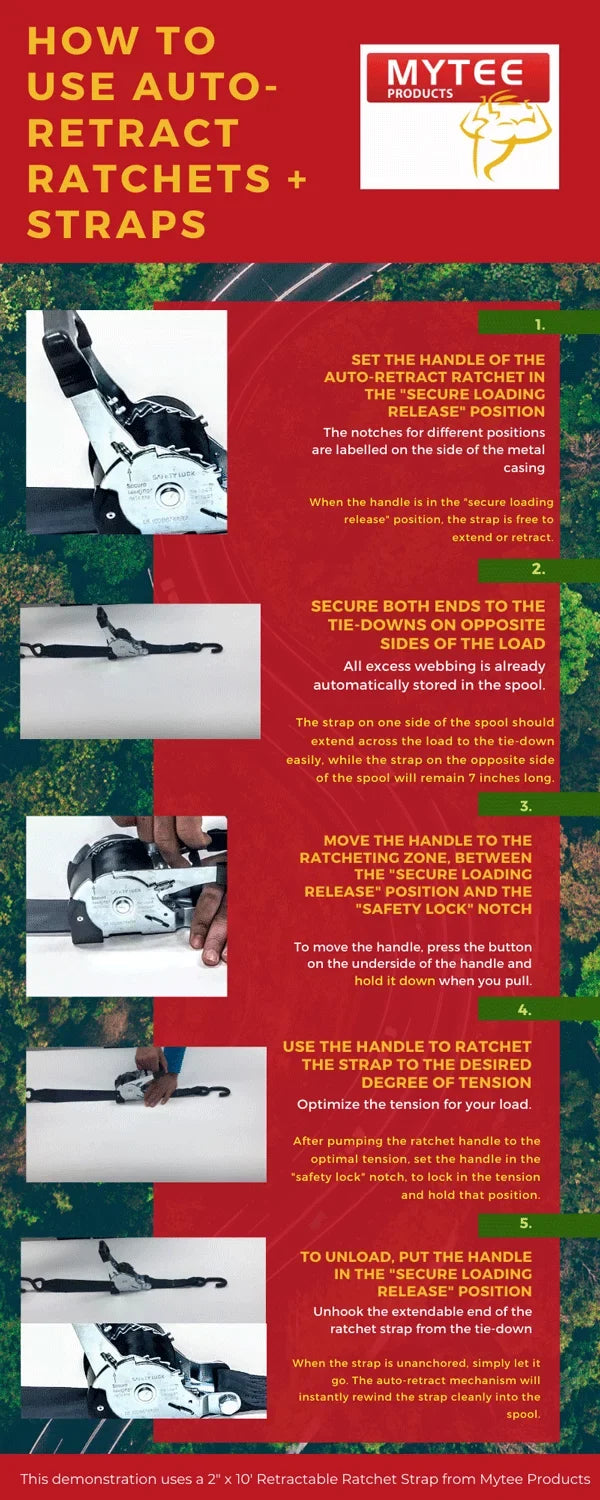 '- NO-RATCHETING Retractable x 12' with Coated Bikes: Tight Straps Straps Tie-Down Ratchet Motorcycles, for Ratchet 1" Pack Tiedowns Pickup & 20 | Retract Auto ATVs, Secure Hook Trailer S
