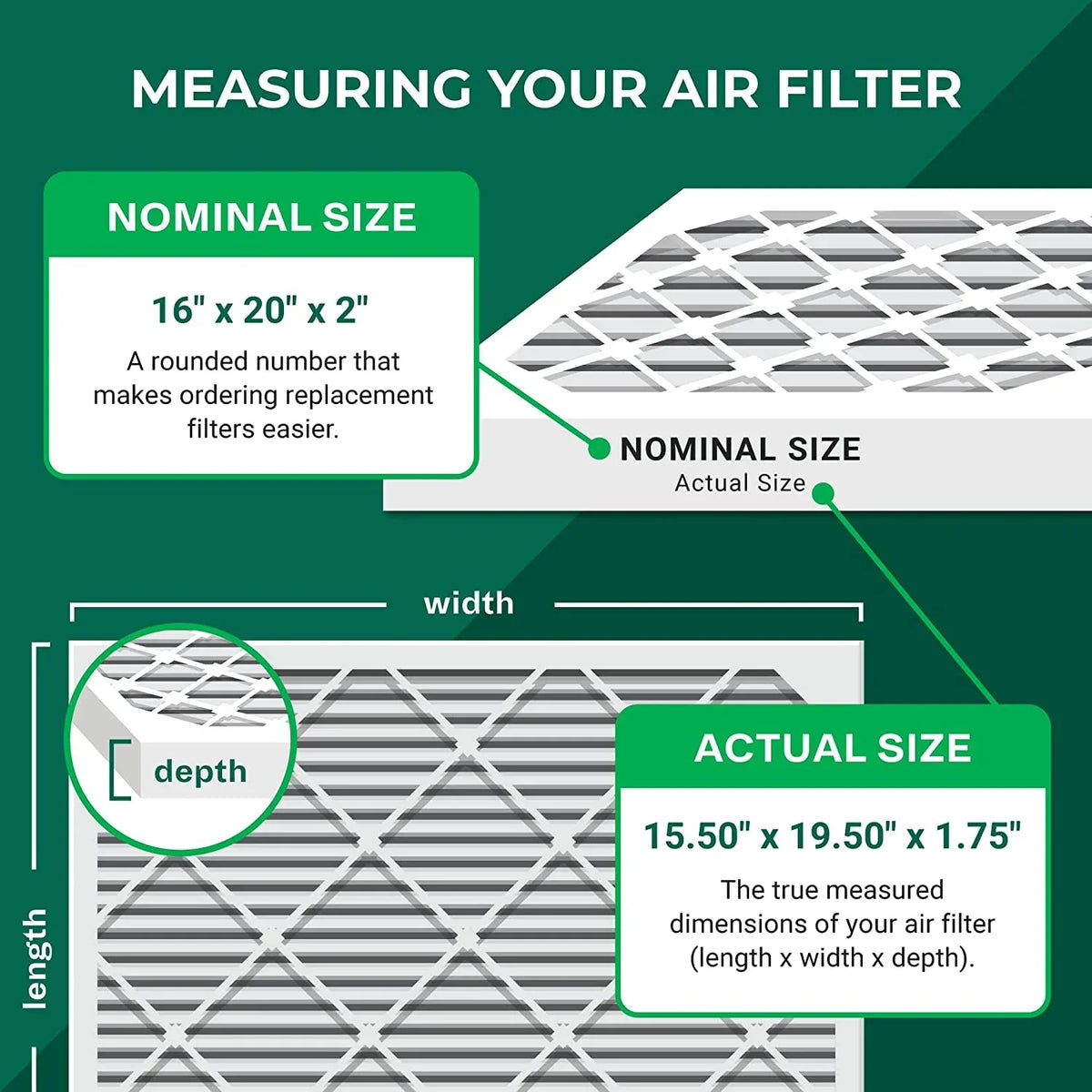 13 (2-Pack) 16x20x2 Pleated MERV Filters Filterbuy Furnace Air HVAC AC