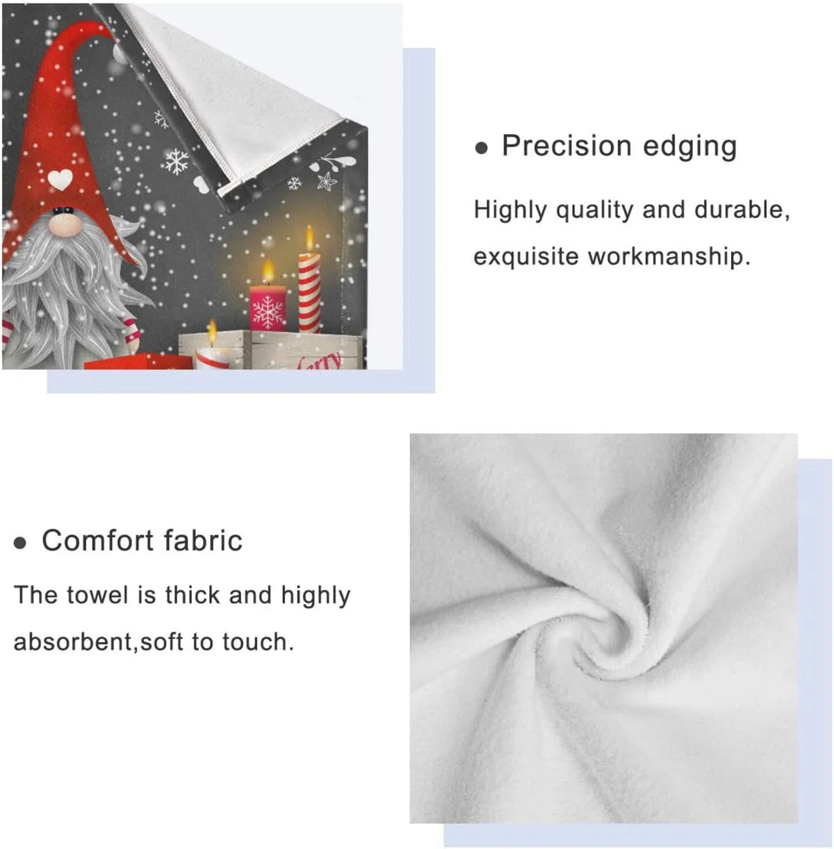 Towels Hotel Bath Towel, 3, and Washcloth Soft Christmas Bathroom Hand Gym Set Wellsay Towel for Absorbent Spa Towel Gnome with Highly of