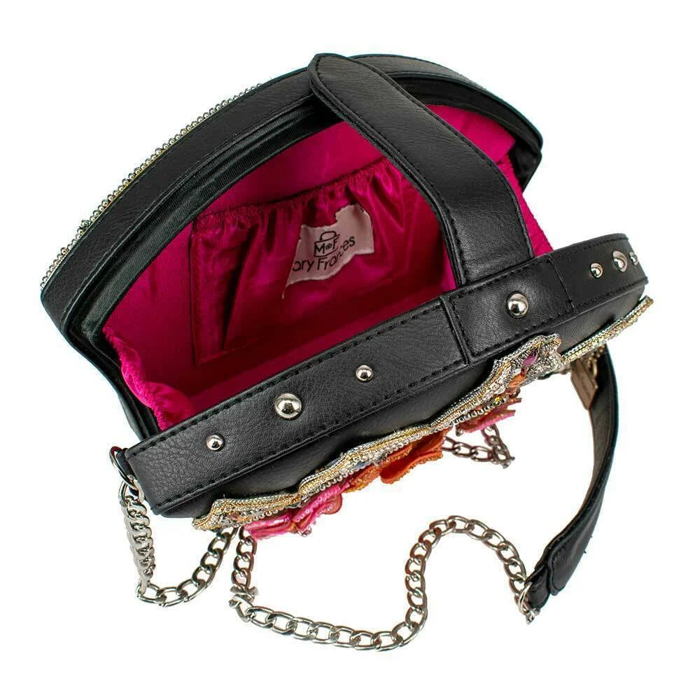 Crown Princess Handbag Jewelry Flower Crossbody Frances Black NEW Mary
