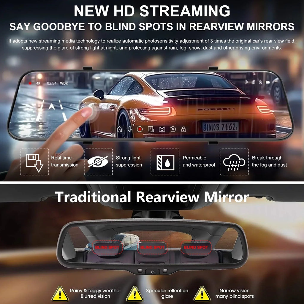 1080P HD 170°Wide Camera Cam IPS Dash Front Full 10Inch for 24H Rear, Screen Vision, 32GB Angle, Card, Parking WDR, Dash Cars, Night Free Mode