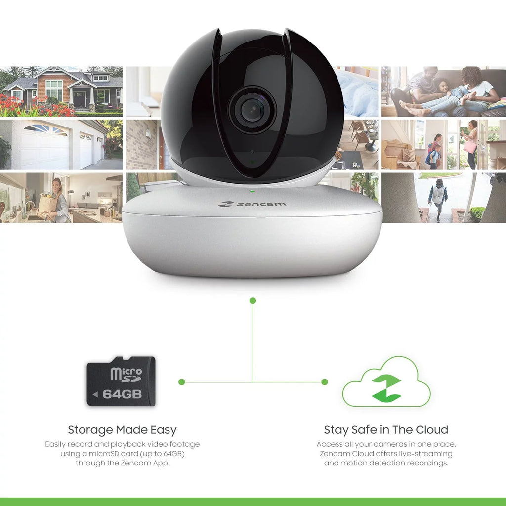 (4PACK-M1W) Monitor WiFi Talk Pet, Nanny with Baby Camera, Surveillance Indoor 720P Tilt Security Wireless IP Zencam Home Dome Home, Cam, Zoom Cloud 4-Pack Two-Way Pan Camera, for System White