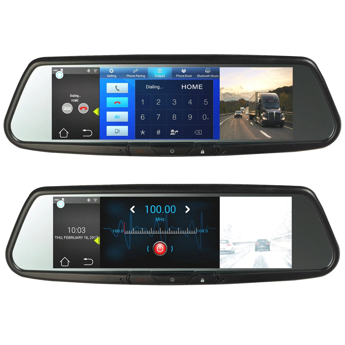 Inch with Bluetooth 7.8 RVM740SM and DVR Cam In Mirror Dash Built Smart Audiovox