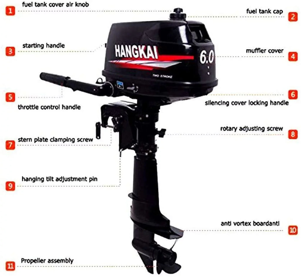 Durable Moto Water 2-Stroke CDI 6HP Aluminum Inflatable Cast Construction Fishing Boat FETCOI Cooling Outboard System Engine