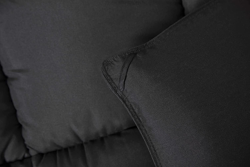 Quilted Comforter Black) King (Cal Tabs Fill Microfiber Stitch - King, Box All Chezmoi Insert Alternative Plush Season - Corner - California Collection Down Size Duvet with