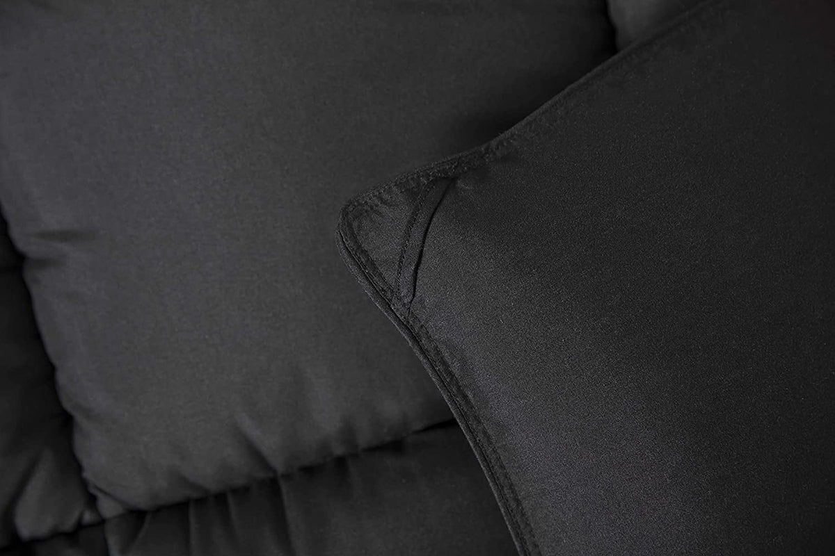 Quilted Comforter Black) King (Cal Tabs Fill Microfiber Stitch - King, Box All Chezmoi Insert Alternative Plush Season - Corner - California Collection Down Size Duvet with