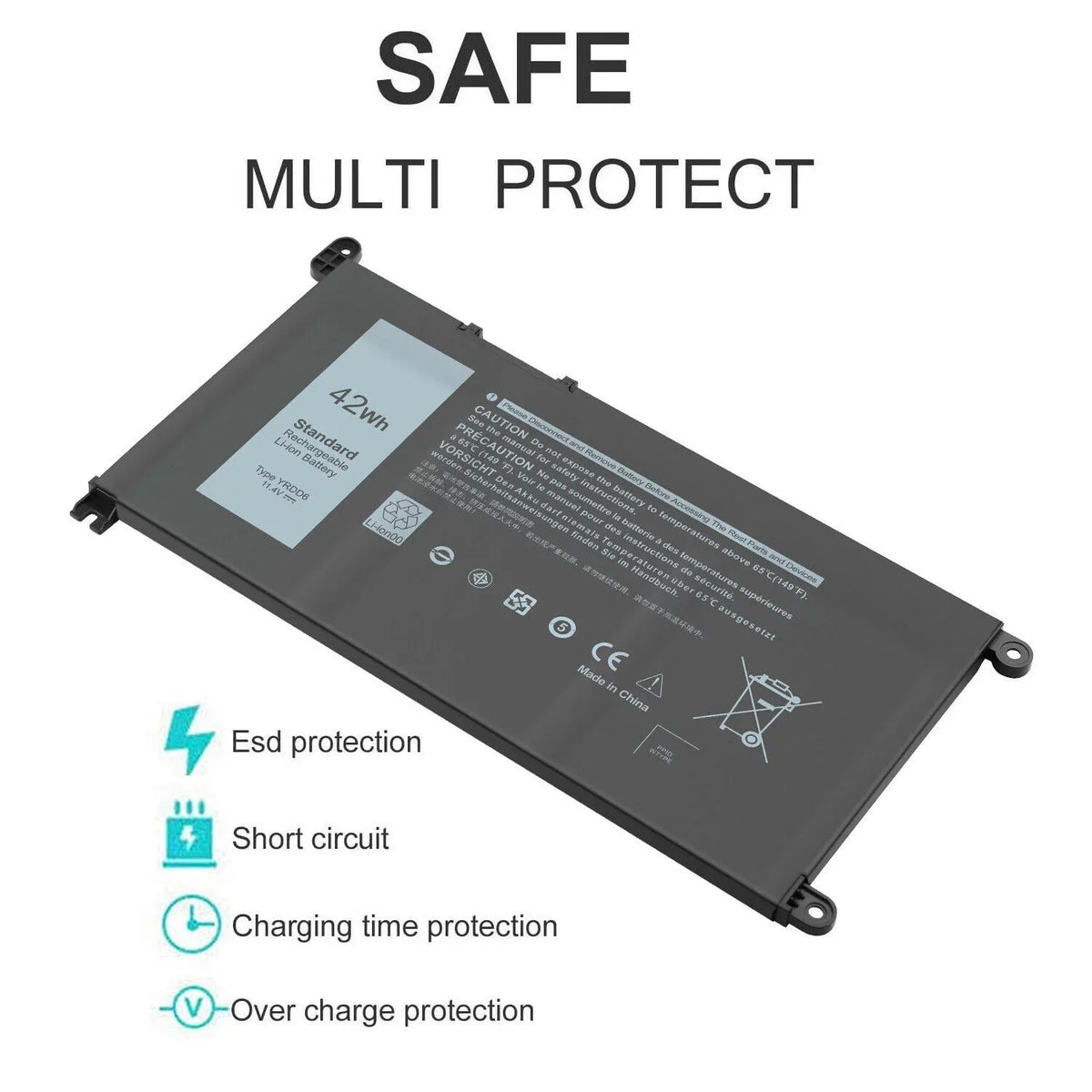 for 5482 5485 Dell Battery Laptop 7586 5491 2in1 Inspiron 3493 3310 YRDD6 42Wh