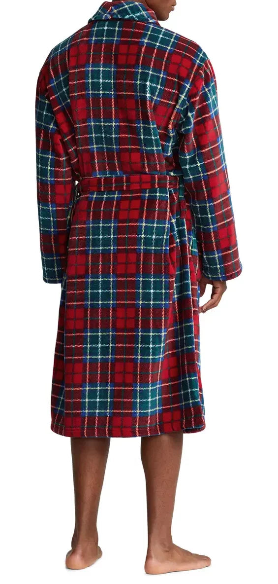 Men's US Small Lauren PLAID Plaid Ralph TARTAN Polo Microfleece Robe,
