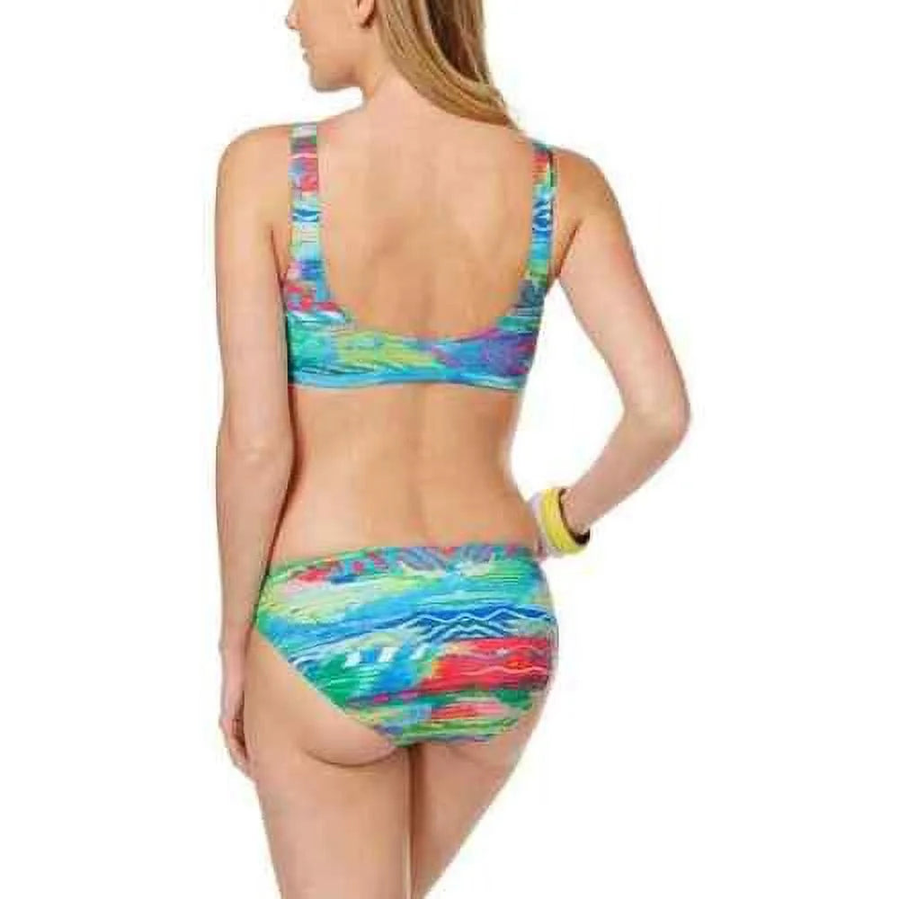 US Ikat Side Hipster Bottom, Bikini Swim Ring 8 Ralph CORAL/MULTI Lauren Print