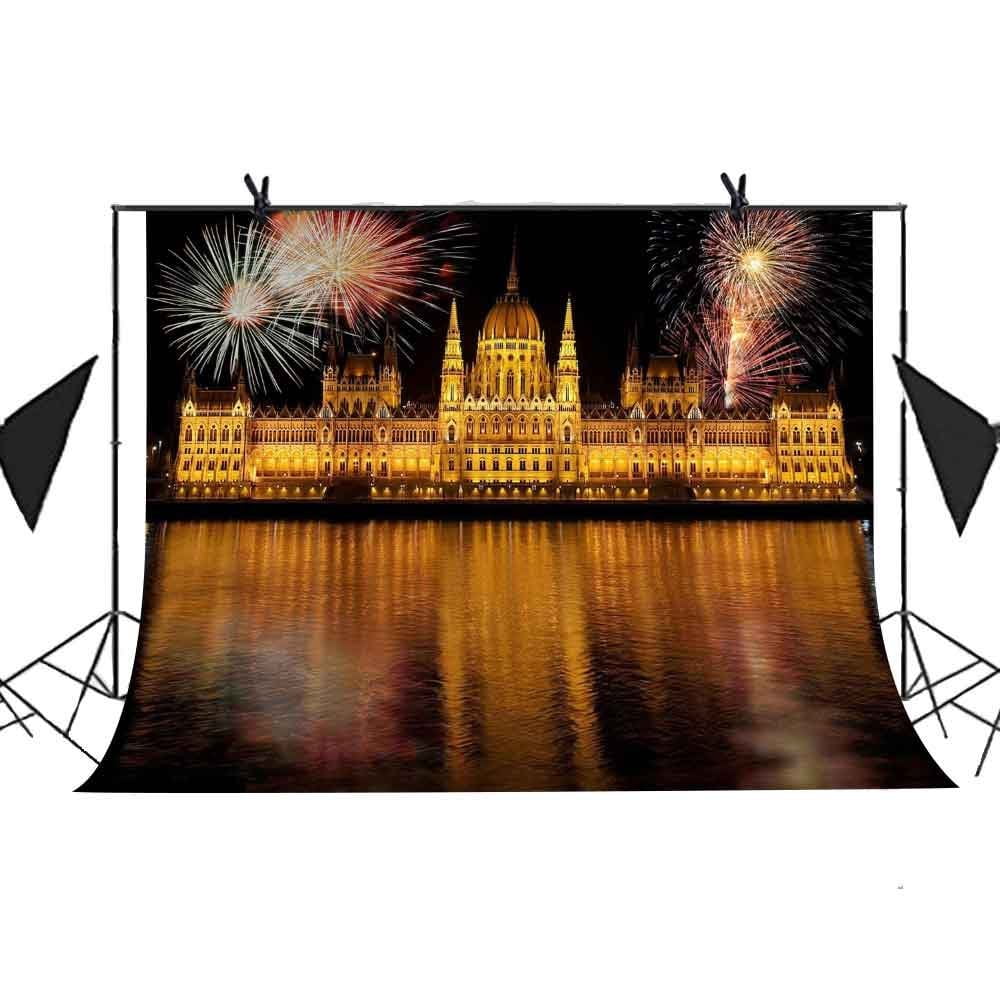 Bloom City Background Party Water Fireworks Photo The Illuminate The 7x5ft Castle Lights of Night Props MOHome River View Backdrop Booth Studio Background