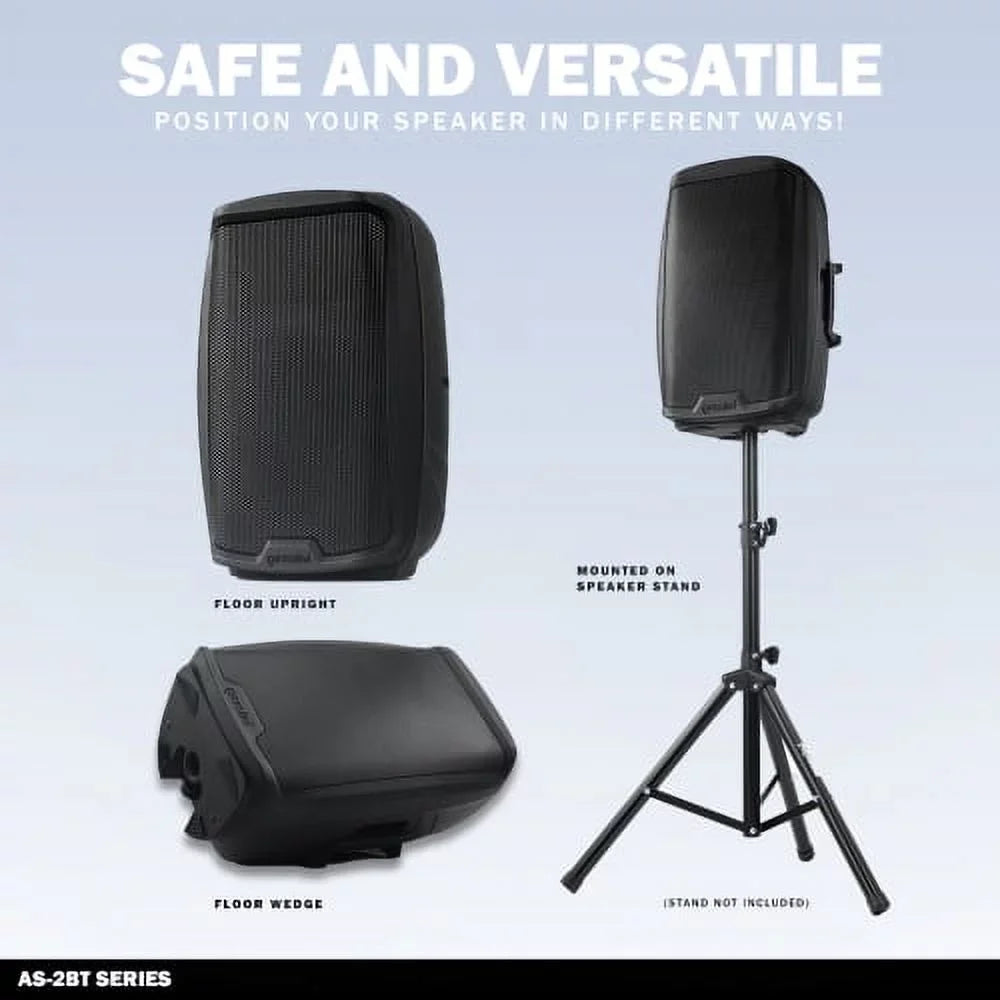 Gemini AS-2112BT Watts Bluetooth XLR Inch RCA Pro Speaker 1500 New 12" Active PA Sound System DJ