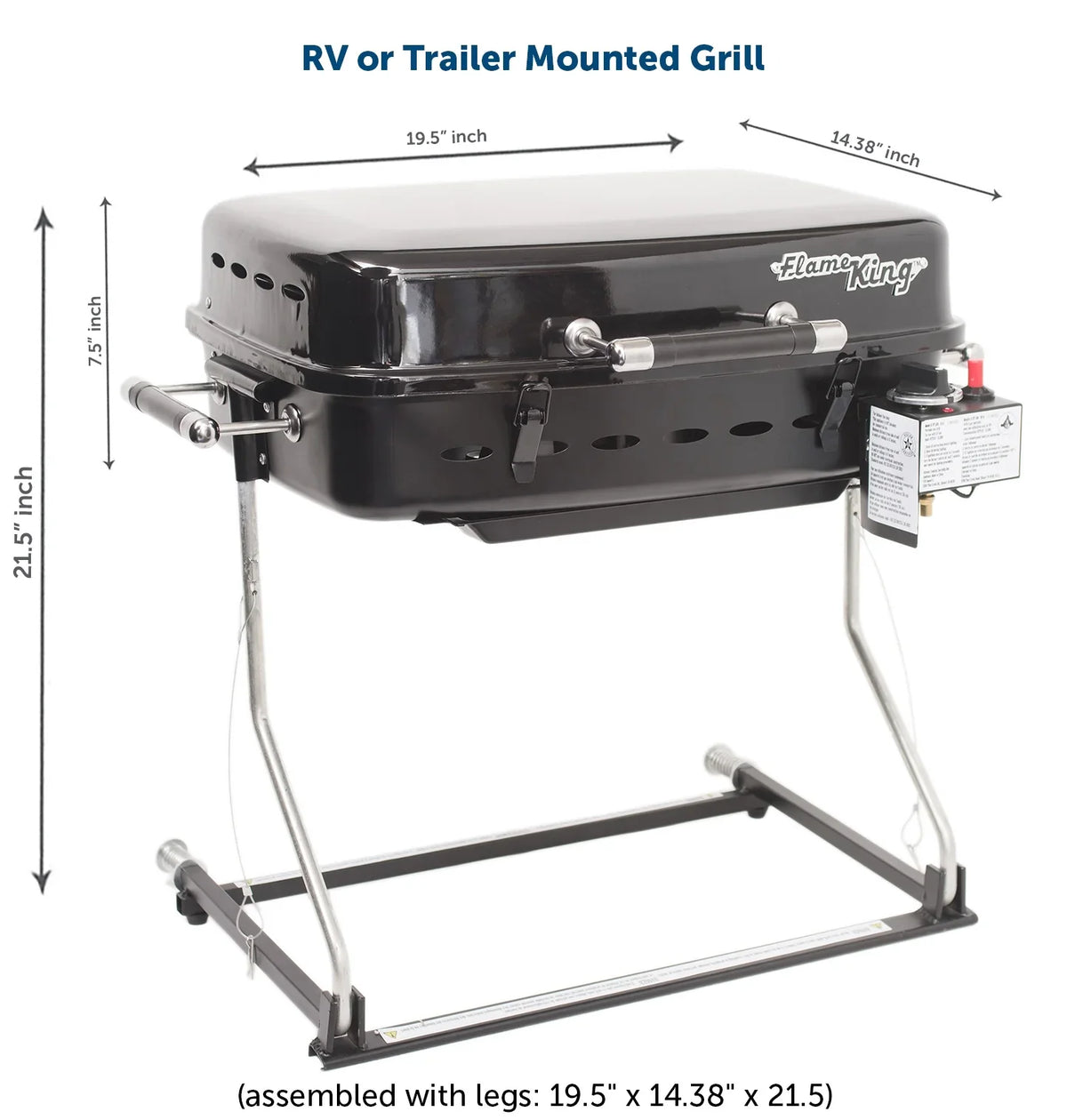 Motorhome Flame RV/Trailer King System, Bracket with Mounted Gas BBQ Grill YSNHT400 Grill Black,