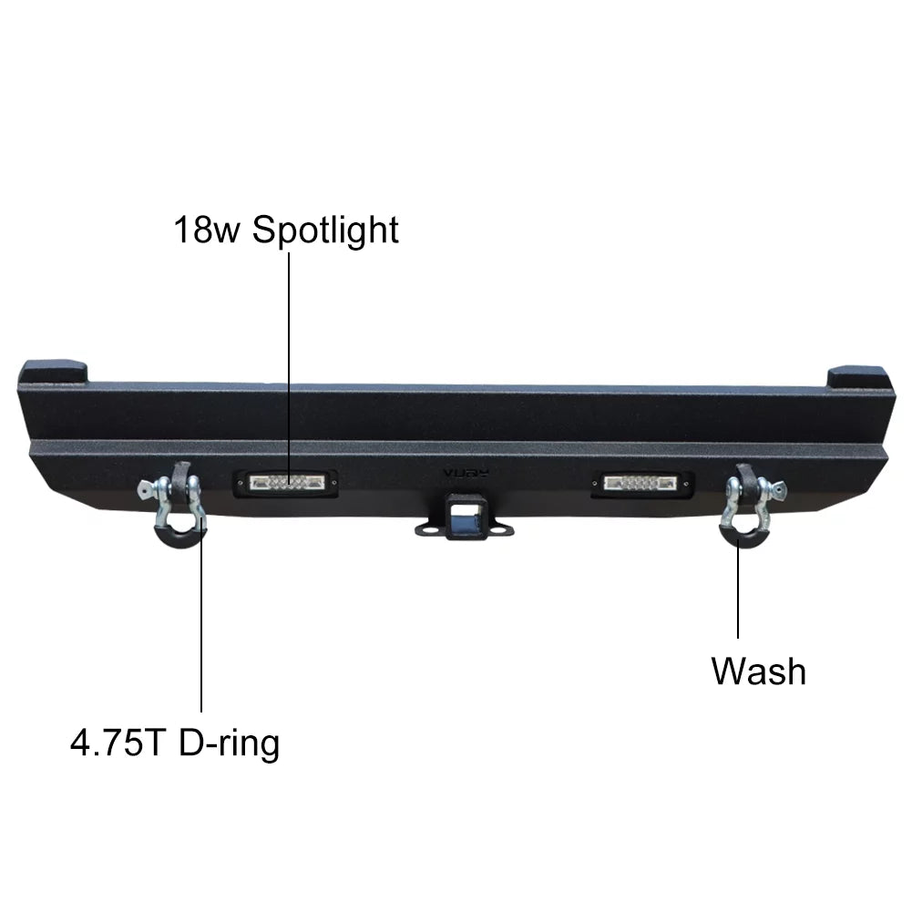 XJ XJ Rear Vijay Steel with Lights Fits Bumper 1984-2001 Jeep Cherokee