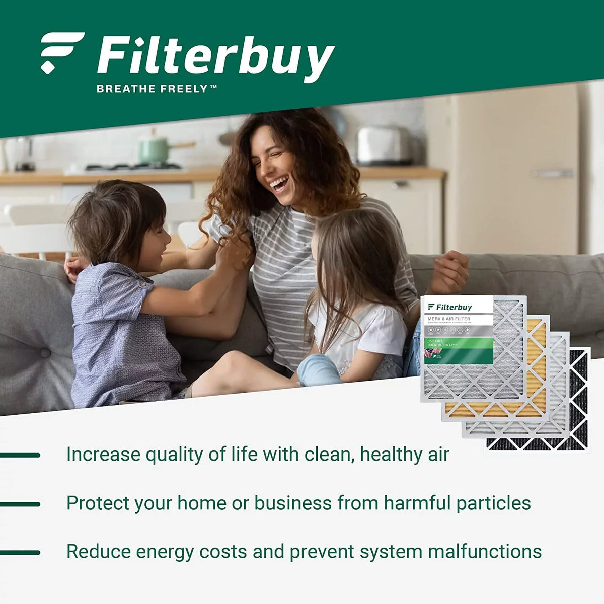 Furnace HVAC Filterbuy MERV Pleated Filters (3-Pack) 8 AC Air 20x32x2
