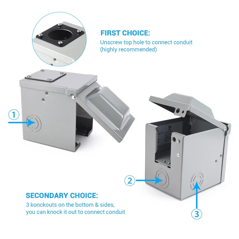 125/250V, Box for Outlet RV 14-50R Weatherproof MICTUNING Enclosed Electrical Plug, Panel NEMA RV Receptacle Power Travel Camper Box Motorhome Trailer 50 Outdoor Amp Lockable Gray Power RV