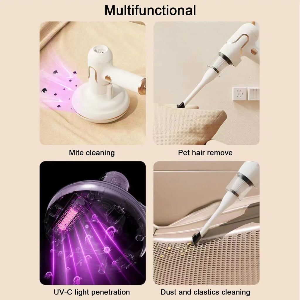 Removal Mattress Cleaner Sofa Dust Carpets Strong Mint for Suction Handdeld Anself Hair 8000 Lamp Pet Bed Timesmin Cleaning Couch Deep Machine
