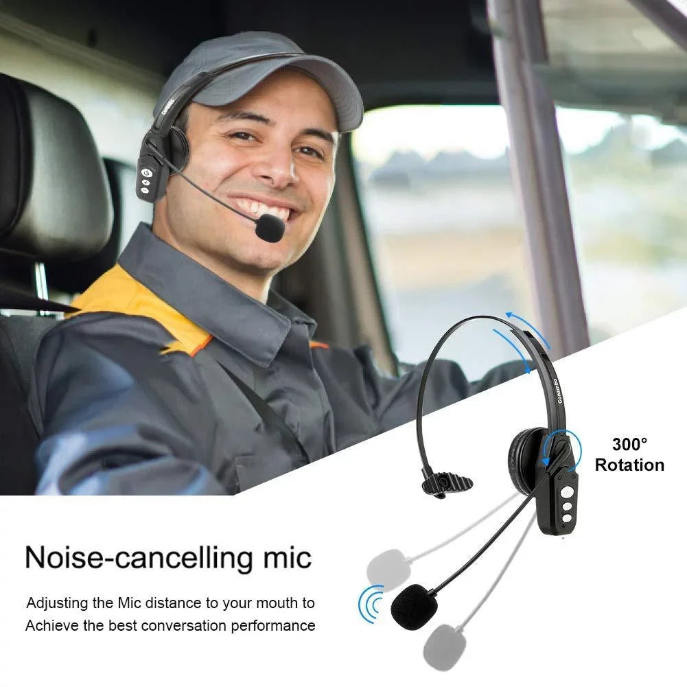 Trucker Pro Headset Office-JBT800 for Engineers V5.0, Business Home Headset Bluetooth Cell Clarity Wireless with Phone Voice Canceling Noise Mic High