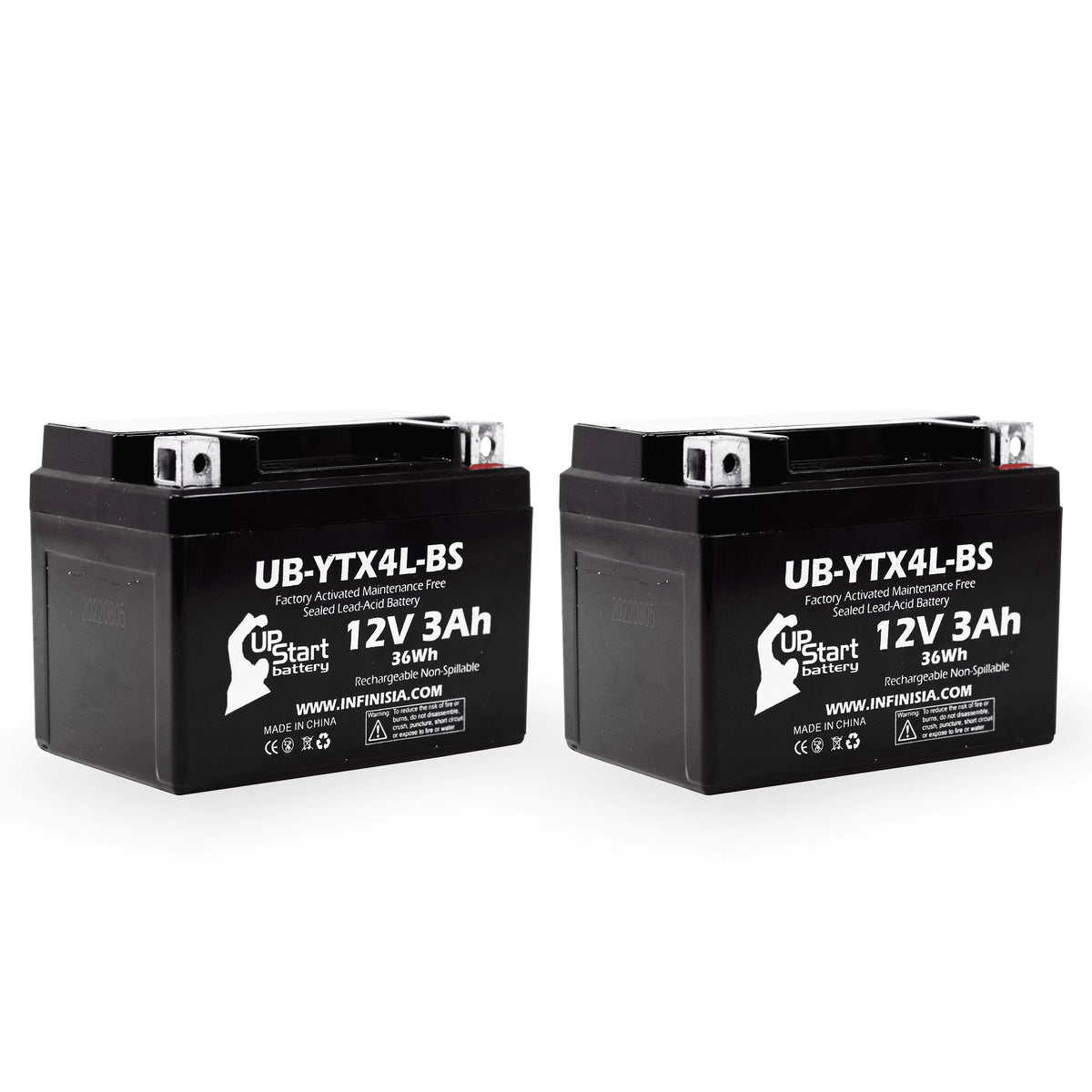 Quest Battery Factory (Can-Am) DS90, 3Ah, Replacement DS90F, UB-YTX4L-BS - 2-Pack Activated, Maintenance ATV Free, 90CC 12V, Bombardier 2008